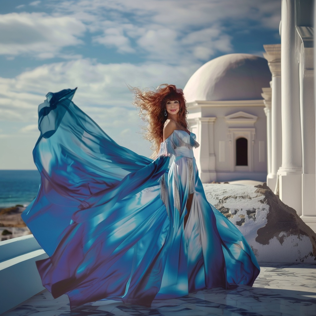 Santorini-inspired branding with ocean views and elegant design elements.