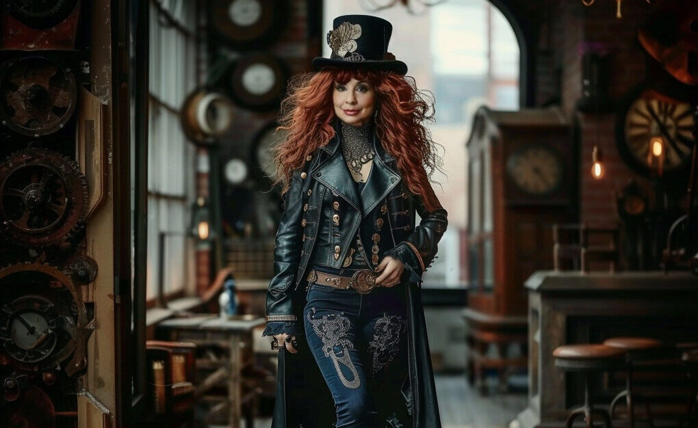 Bold steampunk-inspired branding with rich colors and unique vintage-futuristic design elements.